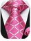 HISDERN Pinke Krawatte für Herren Formelle Klassische Karierte Krawatten mit Einstecktuch Hochzeit Herrenkrawatte und Taschentuch Set für Männer