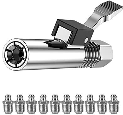 Kupplung für Fettpresse, Asudaro Hochdruck Fett Kupplung G Fettpressenkupplung mit Schlauch Professionelle Pneumatische Fettpresse Mundstück für Standard M6/M8/M10/M12/M14 Fettnippel Typ 5