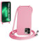 WenBaby Coque avec Cordon pour iPhone 13 Pro Max,Collier pour Étui bandoulière Colliers de cellulaire Mince Antichoc Réglable Lanyard Silicone Case,Rose foncé
