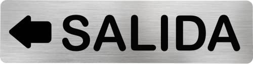 MovilCom® - Señal de acero inoxidable SALIDA FLECHA IZQUIERDA | Placa puerta INOX | Señal informativa | Cartel Puerta 200X50mm