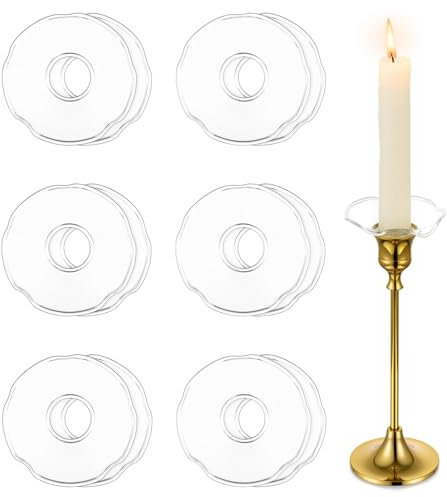 Hewory Glass Bobeches for Candlesticks, 12 Pcs Glass Candle Drip Catcher, Church Candles Living Room Decor, Scallop, Clear