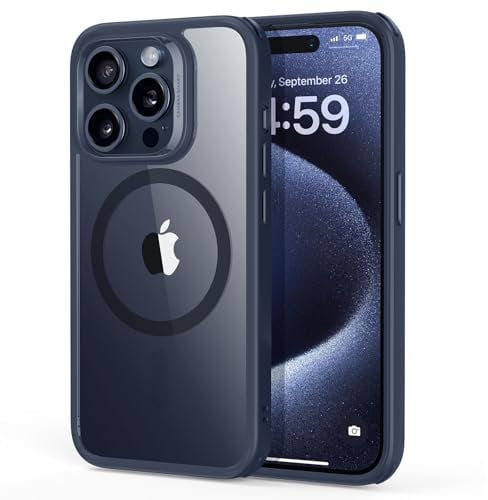 ESR for iPhone 15 Pro Max Case, Compatible with MagSafe, Military-Grade Protection, Yellowing Resistant, Scratch-Resistant Back, Magnetic Phone Case, Classic Series, Clear Dark Blue