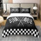 richhome 135x200 Bettbezug Schwarz Weiß Karierte Flagge 100% Reine Baumwolle Bettwäsche Set Rennwagen Extreme Sport Bettwäsche Set Geometrie Quadratische Honigwaben Komfortbezug