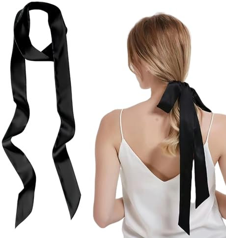 Damen Satin Gürtel 5cm x 195cm - Schärpe Brautgürtel, Damen Schärpe Satin, für Mode, Schals, Gürtel, Hüte und Taschen (Schwarz)