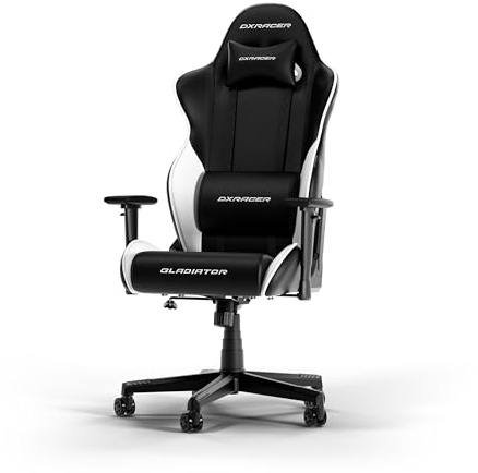 DXRacer GLADIATOR L Nero & Bianco PVC Pelle La Sedia da Gaming Originale