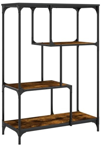 vidaXL Bücherregal, Bücherschrank mit viel Stauraum, Regal mit verstellbaren Beinen, Standregal Aktenregal für Wohnzimmer Büro, Räuchereiche Holzwerkstoff Stahl