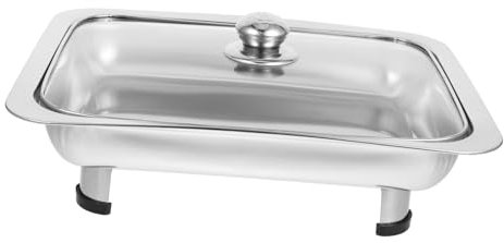 MAGICLULU Plateau De Service Rectangulaire Moderne En Acier Inoxydable Avec Couvercle Pour Buffet Pour Une Utilisation À Terme Et La Sécurité