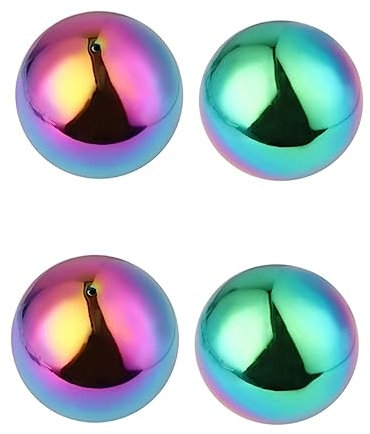 Kisangel 4 Stücke Edelstahl Gartenkugeln - Regenbogen-Spiegeloberfläche Hohlkugeln Witterungsbeständig für Garten, Teich & Balkon-Deko