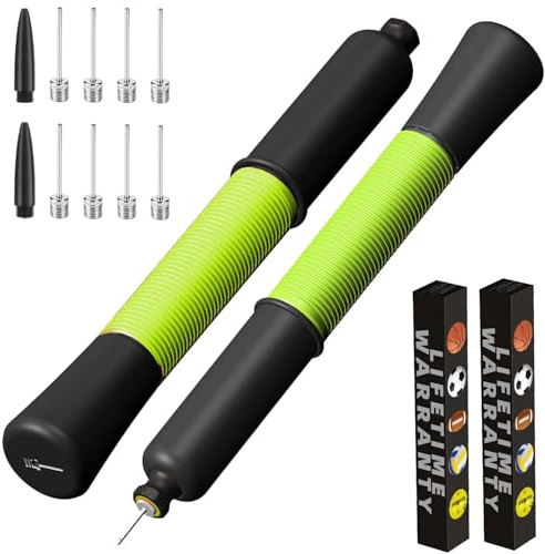 Ball Pump with Needle Storage, 5 Needles & Extendable Hose for Football | Basketball Soccer Football Pumps (Never Lose Pin), Volleyball Rugby Ball Inflator - Great for All Balls - 1 & 2 Pack Avaiable