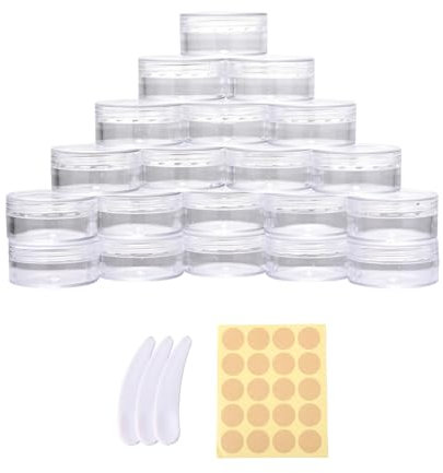Lot de 20 boîtes vides transparentes de 10 ml avec couvercle, pour échantillons de voyage, pour le remplissage de cosmétiques, lotions, crèmes