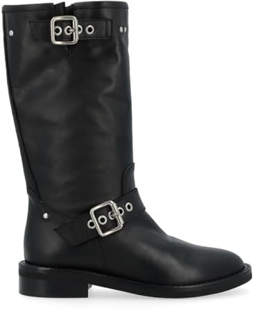 VIA ROMA 15 Stivale Biker Pelle Nera, Size: 40