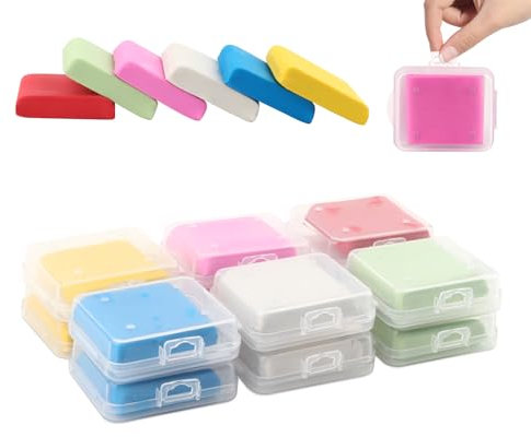 12 Stück Knetradiergummis, 4 x 3,5 cm Knetgummi Radierer, 6 Farben Radiergummi knete, Skizzenzeichnung mit Knetradiergummis, Knetbarer Radiergummi für bunte Zeichnung Malerei Schulbedarf