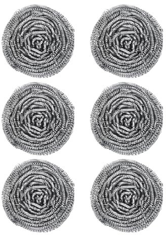 Scourer Stainless Steel Scrubbers Metal Wire Scourers Heavy Duty Cleaning Pads tough Dirt Stain Remover Rust-Resistant Pot And Pan Scourers Kitchen Cleaner Steel Scrubbers Cleaning Supplies (6pcs)