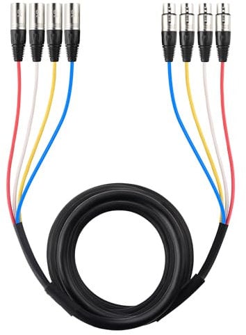 Cable Matters 4-Channel XLR Male to Female Snake Cable/XLR Snake Cable - 10ft, Professional Audio Connectivity with Shielding and Color-Coded Channels