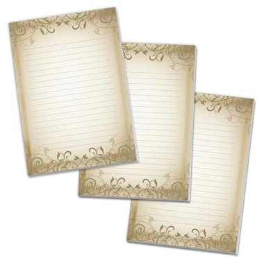 3 Briefblöcke Vintage Papyrus Altes Papier Briefpapier für Jungen Mädchen Kinder und Erwachsene Schule Notizen (3 Blöcke A4 mit je 25 Blätter)