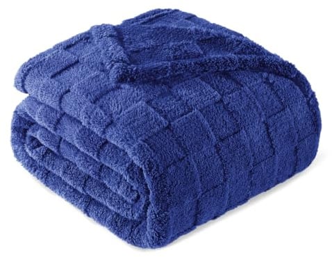 Exclusivo Mezcla Coperta in Pile, Copriletto Leggero e Morbido, 230x270 cm | Copridivano, Usi Multipli, All'aperto, Jacquard a Quadri, Flanella, Traspirante, Tutte le Stagion, Blu Cobalto