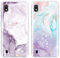SEHEYA 2-Pack Phone Cases for Samsung Galaxy A10 Silicone Case Soft TPU Transparent Cute Design Slim Fit Shockproof Protective Cover Sleeves, Purple Pink Marble
