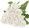 N&T NIETING Künstliche Rosen, 10 Stück Realistische Seidenblumen Einzelner Langer Stiel gefälschte Rosen Brautstrauß für Hochzeit Home Party Arrangement Hotel Garten Dekoration (Weiß,51cm)