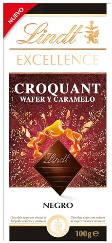 Chocolate Lindt Excellence Croquant Wafer y Caramelo, tableta 100Gg