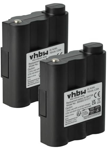 vhbw 2X Akku kompatibel mit Alan/Midland GXT-1000, G9, G7 XT PMR LPD, G7 XT PMR, GXT-1050, Atlantic Funkgerät, Walkie Talkie (700 mAh, 6 V, NiMH)