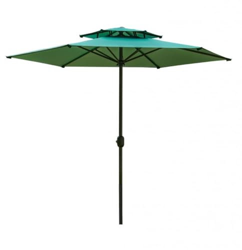 MCLIUJIA Gartenschirm 8,2 Fuß Terrassenschirm Outdoor-Marktschirm UV-Schutz Außengarten-Poolschirm Sonnenschirm(B,with Base)