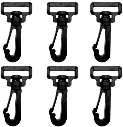 LiteTour 6 Stück 20mm Kunststoff Drehbarer Karabinerhaken, 360° Drehbare Gurtschnalle für Rucksack, Lanyard, Schlüsselanhänger, Hundeleinen, Gurtband-Versteller für Nylon-Gurtbänder, Outdoor-Zubehör