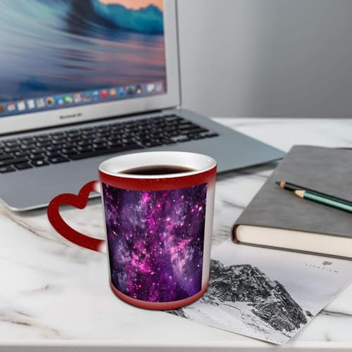 AELKSP Kaffeetassen – Farbwechseltasse, Magic Mug,Thermobeschichtung, 335ml, Keramik - Geschenkidee Männer, Frauen,Tiefe dunkle Gaswolke violetter Nebel im Weltraum mit Gala Smart Sternhaufen