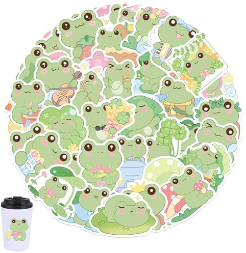 Nette Frosch Aufkleber - 50 Stück Cartoon Tier Aufkleber - Frosch Thema Aufkleber für Kinder Teens Erwachsene Reisekoffer, Laptop, Planer, Kalender, Scrapbook, Koffer, Notizbücher, Journal