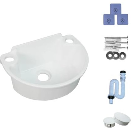 TYTFTDLD Lavello bagno piccolo, lavabo in plastica, mini lavabo con tubo di scarico in acciaio inox, progettato appositamente per piccole dimensioni, pratico lavabo[bianco]