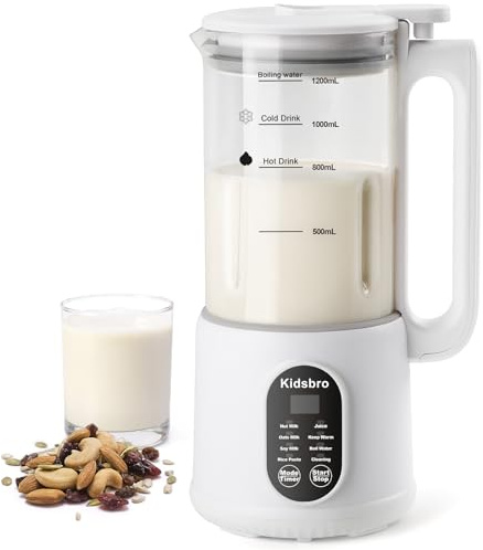 Automatic Nut Milk Machine 8 in 1 Almond Milk Machine 40oz (1200ml) Automatic Soy Milk Machine for Oatmeal, Coconut, Soy, Plant Based Milk with Delay in Time