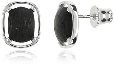 Cavill Mooreiche Ohrringe 925 Sterlingsilber mit 0,7 ct antiker polnischer Cabochon, elegante ovale Ohrstecker, modernes Design, Naturfarbton, 11 mm, zeitloser Schmuck