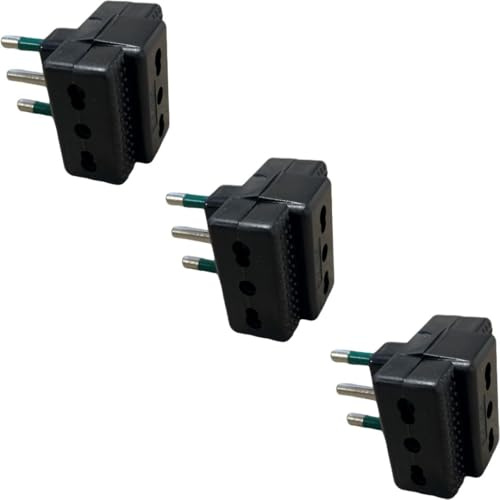 gloca Set 3 Adattatori 3 Prese Con Spina 16A Colore Nero Standard Italiano