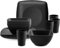 HOMGEN 12 Pezzi Set di Piatti e Ciotole in Plastica Set di Stoviglie Infrangibili per il Campeggio - Piatti Ciotole e Tazze Riutilizzabili per la Cucina Servizio da Picnic per 4 Persone-Nero
