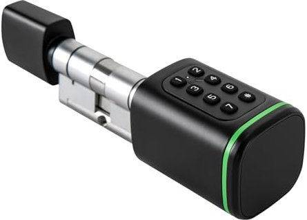 Smart Zylinderschloss mit Notfallschnittstelle Elektronisches Türschloss Code Elektronisches Türschloss Haustür für 1.4-1.8in Türdicke Schwarz