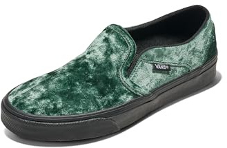 Vans Women's Asher Slip-On Shoe | Comfortable Sneakers for Walking, Fashion & Everyday Wear, Velvet Dark Green, 9.5