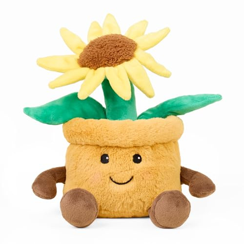 Warmies Microwavable Plush Yellow Flower Pot Heat Pad, Weighted Heatable Plushie, Lightly Scented with French Lavender - Large