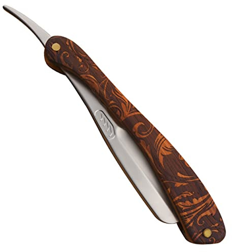 Edelstahl Rasiermesser Faltbar für Präzise Rasur, Braun | Holzgriff mit Klassischem Stil, Sicherer Aufbau für Glatte Rasur, für Privat und Gewerbegebrauch