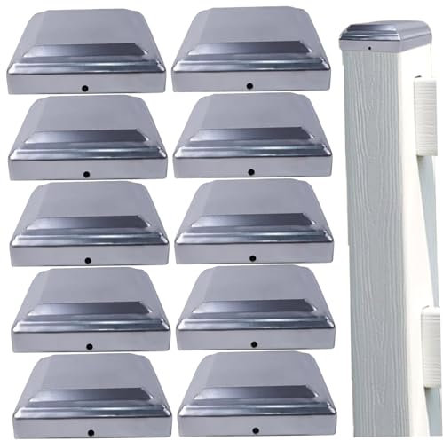 10Pcs Fence Post Caps, 3x3 Inch Square Thickened Metal Post Caps, Easy to Install Fence Topper for Garden, Outdoor, 3x3 Cap