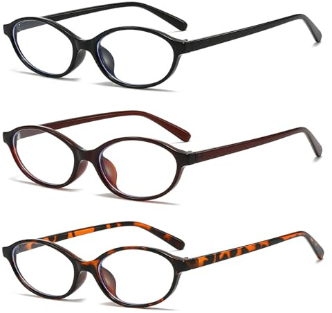 LJCZKA Ovale Blaulichtfilter Brille Damen Herren, Katzenauge Computerbrille Ohne Stärke y2k Kleine Oval Brille Anti-Müdigkeit für Handy, PC und TV