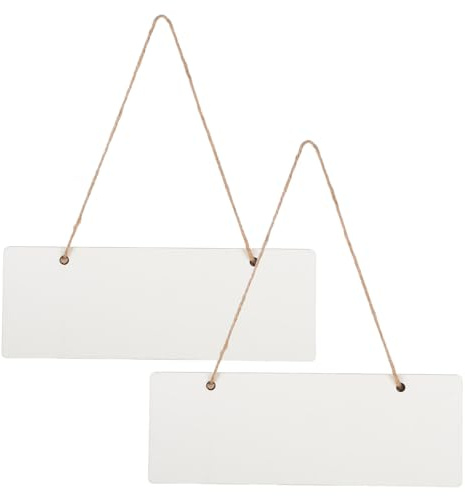 CLISPEED 2pcs White Wooden Door Hangers Blank Engraving Plates Sublimation Signs for DIY Home Office Store Wall Hanging Plaques