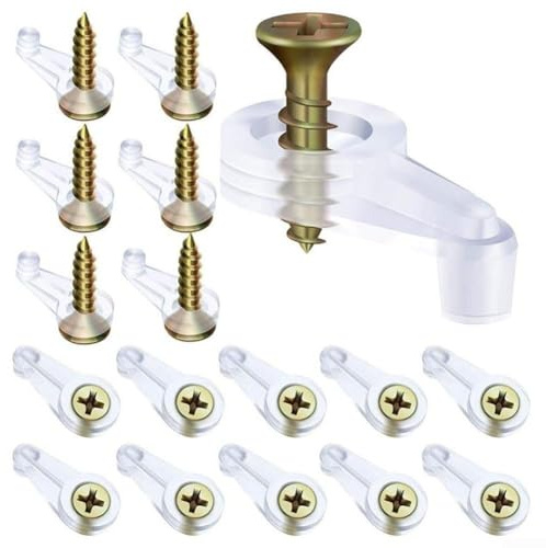 YJDOORPLAY Glass Door Retaining Clips with Screws Plastic Fixing Hardware for Cabinet Doors and Mirror Installations Compatible with 4mm Glass (20PCS)