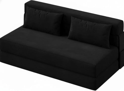 ZoomBuggy Schlafsofa Mit Kissen, Ausklappbares 2-Sitzer Sofabett | Cordbezug, Tufted Optik | Platzsparend Für Wohnzimmer, Gästezimmer, Kleine Apartments | Schnelle Umwandlung | Hochwertige Polsterung