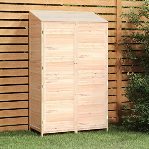 Drillkyn Casetta da giardino in legno di abete massiccio, 102 x 52 x 174,5 cm, con porta, tetto e pavimento, protezione dalle intemperie, per attrezzi, bicicletta, tosaerba e barbecue in giardino