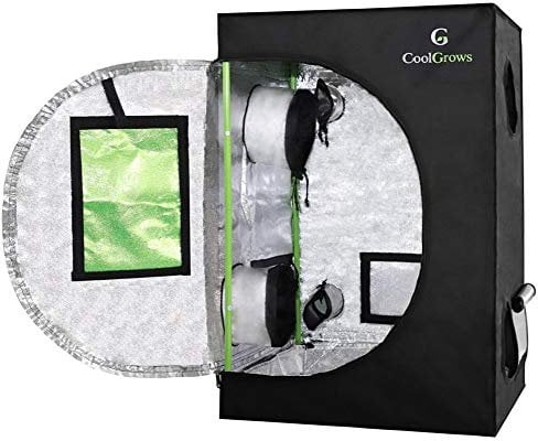 CoolGrows Tenda da coltivazione, 60 x 60 cm, in mylar, con finestra obeservante e vassoio da pavimento, per la coltivazione di piante da interno (61 x 61 x 91,4 cm)
