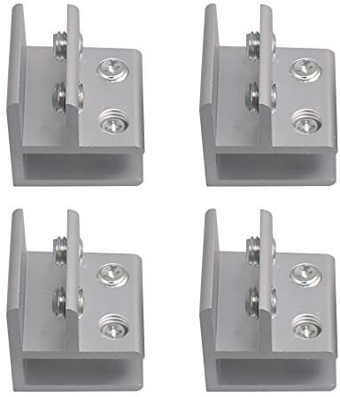 BQLZR 4x4x4cm argento 90 gradi in lega di alluminio morsetto di vetro morsetto supporto per 8-12mm spessore confezione da 4