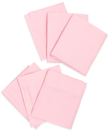 Ti TIN | Lot de 6 Draps Housses pour Lit Enfant/Bébé, 52x132 cm | pour Lit Empilable et Transportable - Drap Housse Respirant et Réglable - École et Garderie - 100% Coton - Couleur Rose