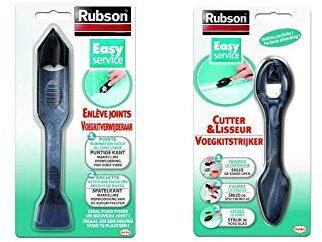Lot de 2 outils Rubson - Enlève joint, permet d'éliminer facilement tout type d'ancien joint + Rubson ouvre cartouche et lisseur - pour tout type de mastic