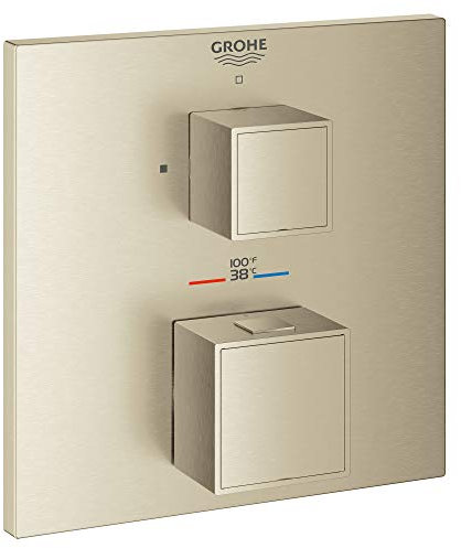 Grohe 24157000 Grohtherm Cube Thermostat-Verkleidung mit 2 Griffen, 1 Funktion Zwei Funktionen Gebürstetes Nickel