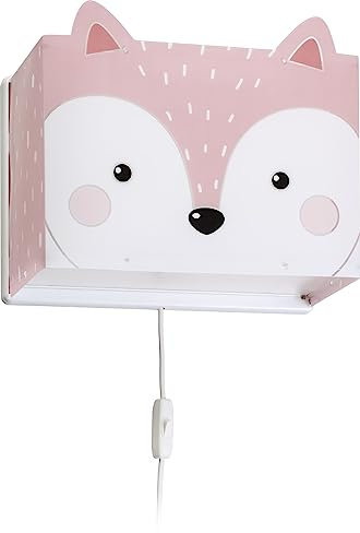 Dalber kinder Wandlampe, Kinderlampe Wandleuchte, kinderzimmer Little Fox Fuchs Tiere, Rose, 64588, E27