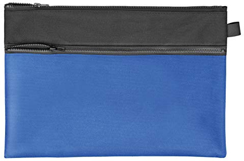 VELOFLEX - Transporttasche VELOBAG Combi DIN A4 aus Textil, Schwarz/Blau | Passend für 330 x 220 mm, 2 Fächer mit Reißverschluss, Plastikreißverschluss, robustes Textil